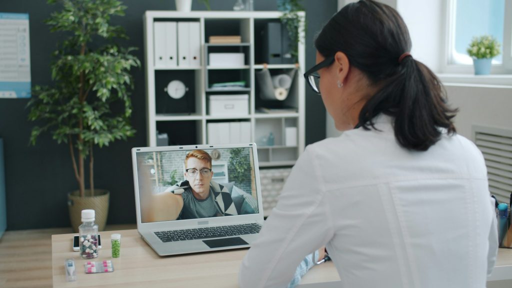 A health professional taking part in an online ECHO session